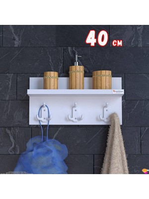 Modilayn Kedi Serisi 3’lü Banyo Askısı Seti: 36,4X18 Cm, 9 Kancalı Raflı Düzenleyici, Yer Tasarrufu.