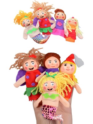 HYD Ahşap Aile Parmak Kukla Bebek Çocuk Oyunu Masal Hikaye Görsel Anlatım Zeka Gelişim Oyuncak