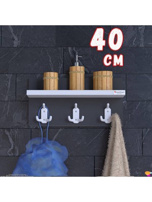 Modilayn Kedi 9 Kancalı Banyo Askısı 3' Lü Set (36,4X18 Cm) Şık Tasarım Ekstra Düzen ve Yer Tasarrufu