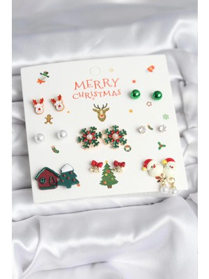 Üreticiniz Yılbaşı Temalı 8 Çift Küpe Seti