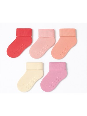 Mem Socks 5'li Organik Pamuklu Kaydırmaz-Dikişisiz Havlu Çocuk Çorabı