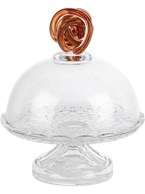 Es Dekor Amber Kapaklı Cam Kek Standı 18X21CM Mutfak Servis