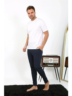 Moda Erkek Pamuk Tek Alt Pijama Lacivert Beruflic