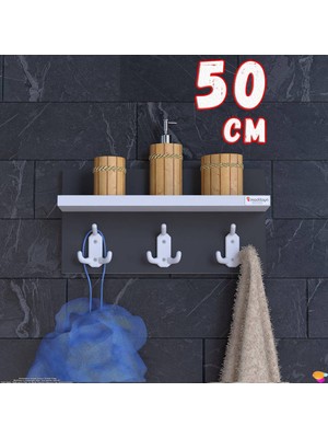 Modilayn Kedi Serisi 3’lü Banyo Askısı Seti: 46,4X18CM, 9 Kancalı Raflı Düzenleyici, Yer Tasarrufu.