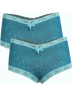 Moda Kadın Pamuklu 2li Boxer Su Yeşili Beruflic