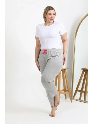 Moda Kadın Pamuklu Büyük Beden Alt Pijama Gri Beruflic