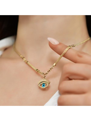 Goldium 14 Ayar Altın Nazar Göz Figürlü Kolye