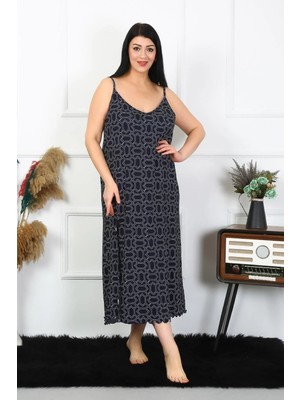 Moda Kadın Büyük Beden Ip Askılı Pamuklu Uzun Gecelik Beruflic