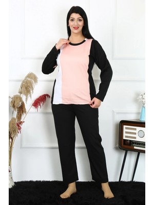 Moda Kadın Büyük Beden Penye Uzun Kol Pijama Takım Beruflic
