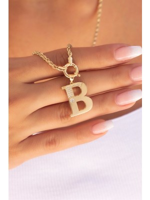 Goldium Zarif Harf Model Altın Kolye