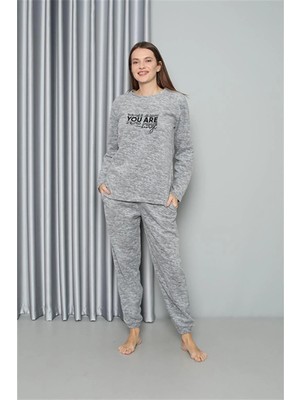 Moda Polar Kadın Pijama Takımı Gri Beruflic