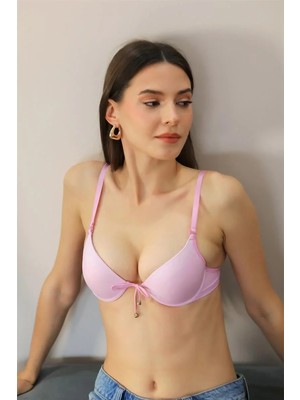 Moda Kadın Destekli Balenli Önden Açılır Dekolteli Sütyen Lila Beruflic