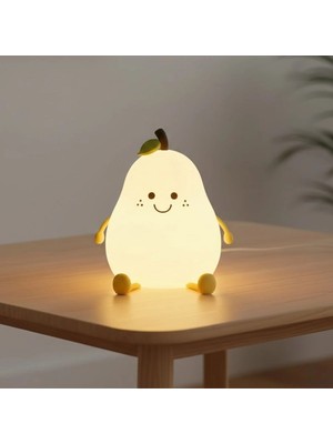 Esranın Dünyası 5 Farklı Renk Modlu Armut Figürlü Pofuduk LED Gece Ası–yumuşak Dokulu Çocuk Odası ve Dekora