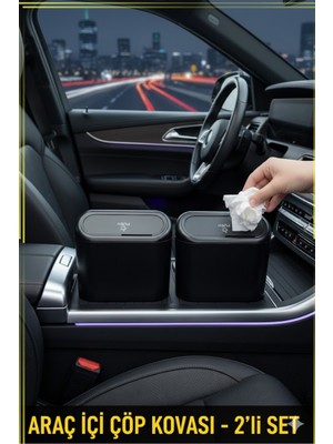 Wiforte Oto Araç Içi Çöp Kovası (2’li Set) – Portatif, Taşınabilir, Kapaklı Mini Çöp Kutusu