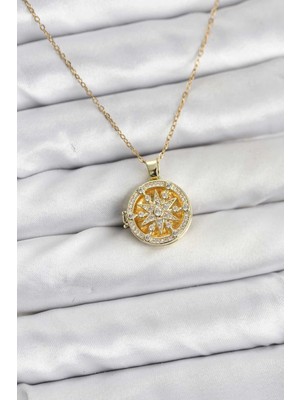 Üreticiniz 316L Çelik Zincir Gold Renk Kutup Yıldızı Kapaklı Model Kadın Kolye