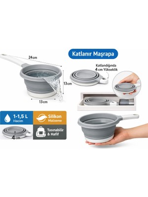 Kaya Group Katlanır Silikon Maşrapa Yer Kaplamaz Pratik Banyo Maşrapası