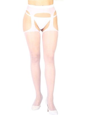 Fantastik Store Beyaz Özel Bölgesi Açık Fantazi Külotlu Çorap TM1054