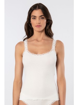 Türen Kadın Likralı Dantelli Ip Askılı Kaşkorse 926/EKRU