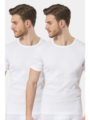 Türen Erkek Ribana O Yaka Fanila (2'li Paket) 102/BEYAZ