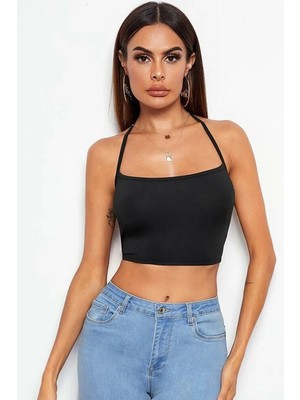 Fantastik Store Kadın Siyah Belden Bağlamalı Şık Büstiyer