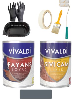 Vivaldi Fayans Boyası Seti Sıvı Cam ve Uygulama Seti Tezgah,mermer,banyo,mutfak Boyama Seti 1 Lt