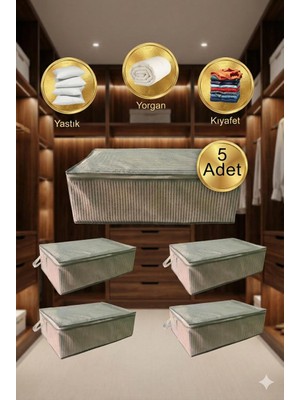 Karani Home Giysi Kıyafet Saklama  Yatak Baza Altı Düzenleyici Çok Amaçlı 5 Adet Hurç 64 x 45 x 22 cm