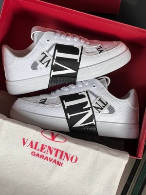 Favorispor Valentino Garavani VL7N Logolu Bantlı Beyaz Deri Sneaker Erkek Düz Kauçuk Tabanlı