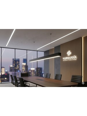 Yurdugül 100CM Dekoratif Siyah Alüminyum Kasa Lineer Sarkıt LED Armatür - 6500K Beyaz Işık