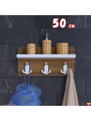 Modilayn Kedi Serisi 46,4X18CM, 3’lü Banyo Askısı Seti: 9 Kancalı Raflı Düzenleyici, Yer Tasarrufu.