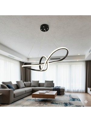 Yurdugül Papyon Model LED Avize – Siyah Kasa – Üç Renk Işık