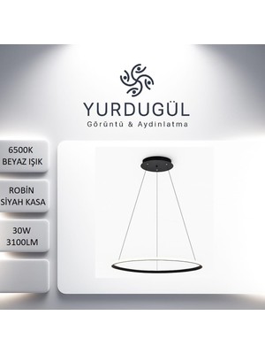 Yurdugül Tekli Siyah Sarkıt Avize Beyaz Ledli