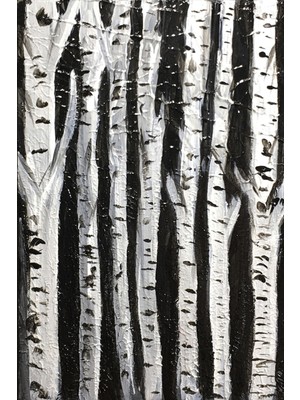 Orijinal El Yapımı Akrilik Tablo – “kara Ormanın Huş Ağaçları” | Küçük Resim Çalışması