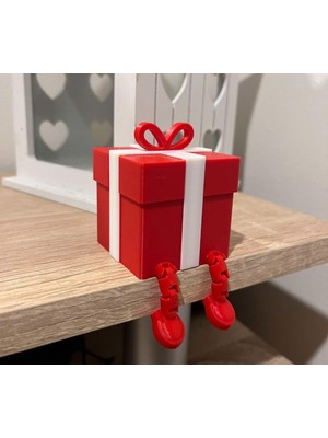 ADA 3D Yılbaşı Temalı Hediye Paketi Figürlü Sarkan Bacaklı Raf Süsü Dekoratif Biblo