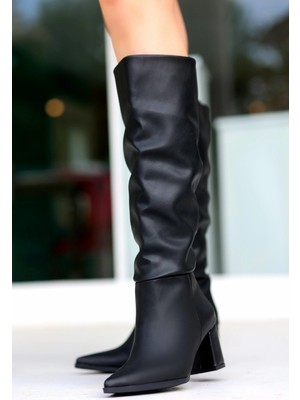 LTG Nova Roksa Siyah Cilt Topuklu Çizme