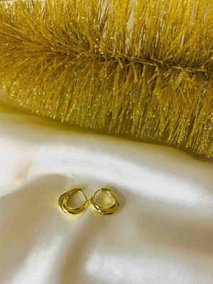 Generic 925 Ayar Gümüş Gold (Altın ) Renkli Kadın Küpe -  Model 3