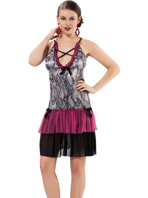 Giyimist Renkli Dantel Gecelik - 616 Beruflic