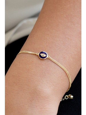 Goldium Zarif Kirpik ve Göz Detaylı Altın Bileklik