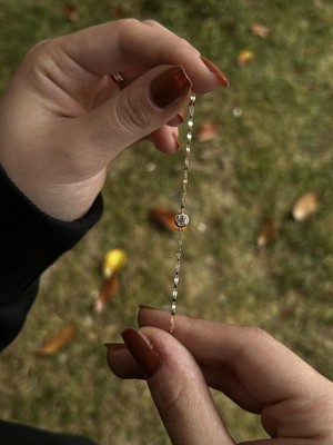 Goldium Kelebek Zincir Tektaş Parçalı Bileklik