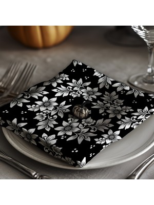 Ars Dt 6 Adet Çiçek Desenli Kumaş  Amerikan Servis-Sunum Peçetesi 35X35 cm  Tabak Üstü Şık
