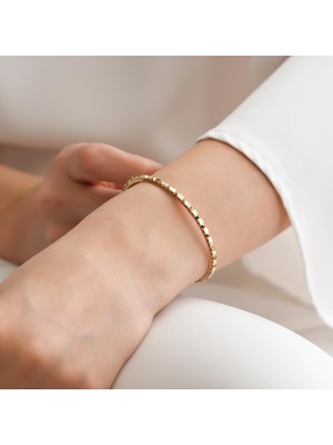 Goldium Zarif Fantezi Tasarımlı 14 Ayar Altın Bileklik