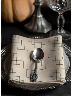 Ars Dt 6'lı  Kare Desenli Kumaş Servis Sunum Peçetesi Şık Görünümlü Dekoratif