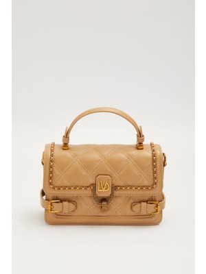 Lêvi D'or Kapitone Işlemeli Kemer ve Kilit Detaylı Küçük Boy Şık Kaliteli, Kadın El ve Omuz Çantası Haki