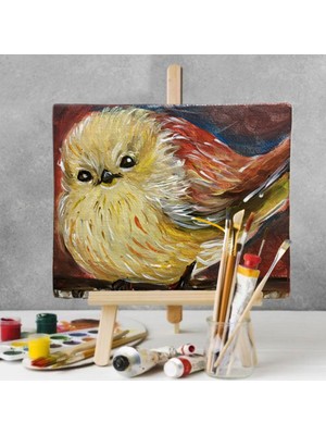 Orijinal El Yapımı Akrilik Tablo – “minik Kuş” | Küçük Resim Çalışması