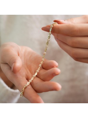 Goldium 14 Ayar Taşlı Dorika Altın Bileklik