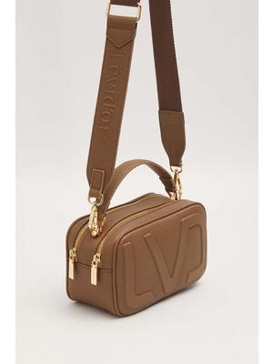 Lêvi D'or Iki Bölmeli Uzun Askılı Küçük Boy Spor Tasarım Kadın El ve Omuz Çantası Günlük Tasarım Koyu Vizon