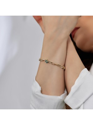 Goldium 14 Ayar Altın Zincir Çiçek Bileklik