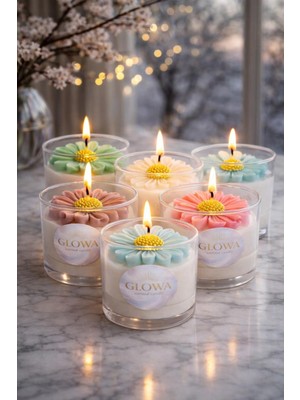 Glowa Renkli Papatya Figürlü Mika Kap Kokulu Mum