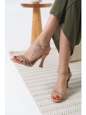 Roof Atelier Lilia Nude Taş Bantlı İnce Topuklu Abiye Ayakkabı