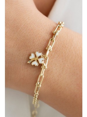 Goldium Altın Mineli Yonca Bileklik