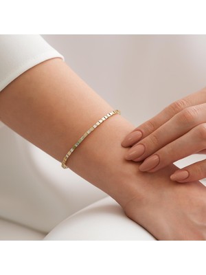 Goldium 14 Ayar Taşlı Tasarım Bileklik